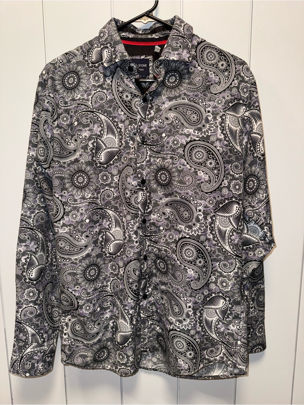 Men's Black & Gray Paisley Dress Shirt
